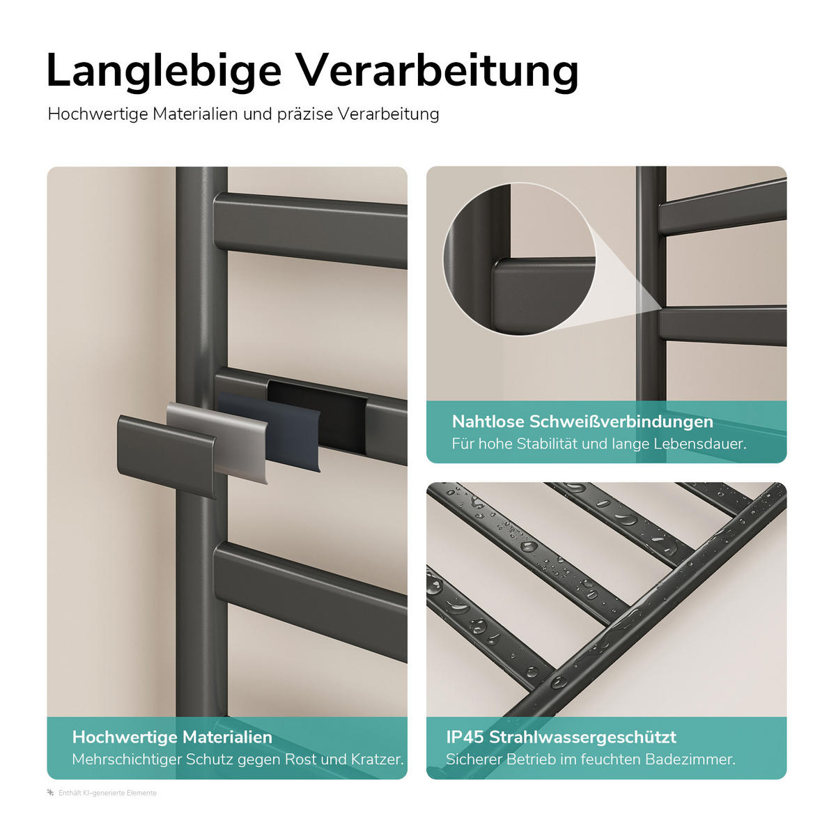 HANDTUCHHEIZKÖRPER elektrisch Standmodell Anthrazit 100/53/26 cm - Anthrazit, Metall (53/100/26cm) - EMKE