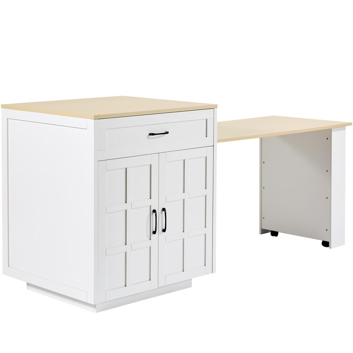 AUSZIEHBARER Bartisch aus MDF mit Stauraum, 133-202/70/93,5 cm, Weiß - Weiß, Holzwerkstoff (70/93.5/133cm) - Redom