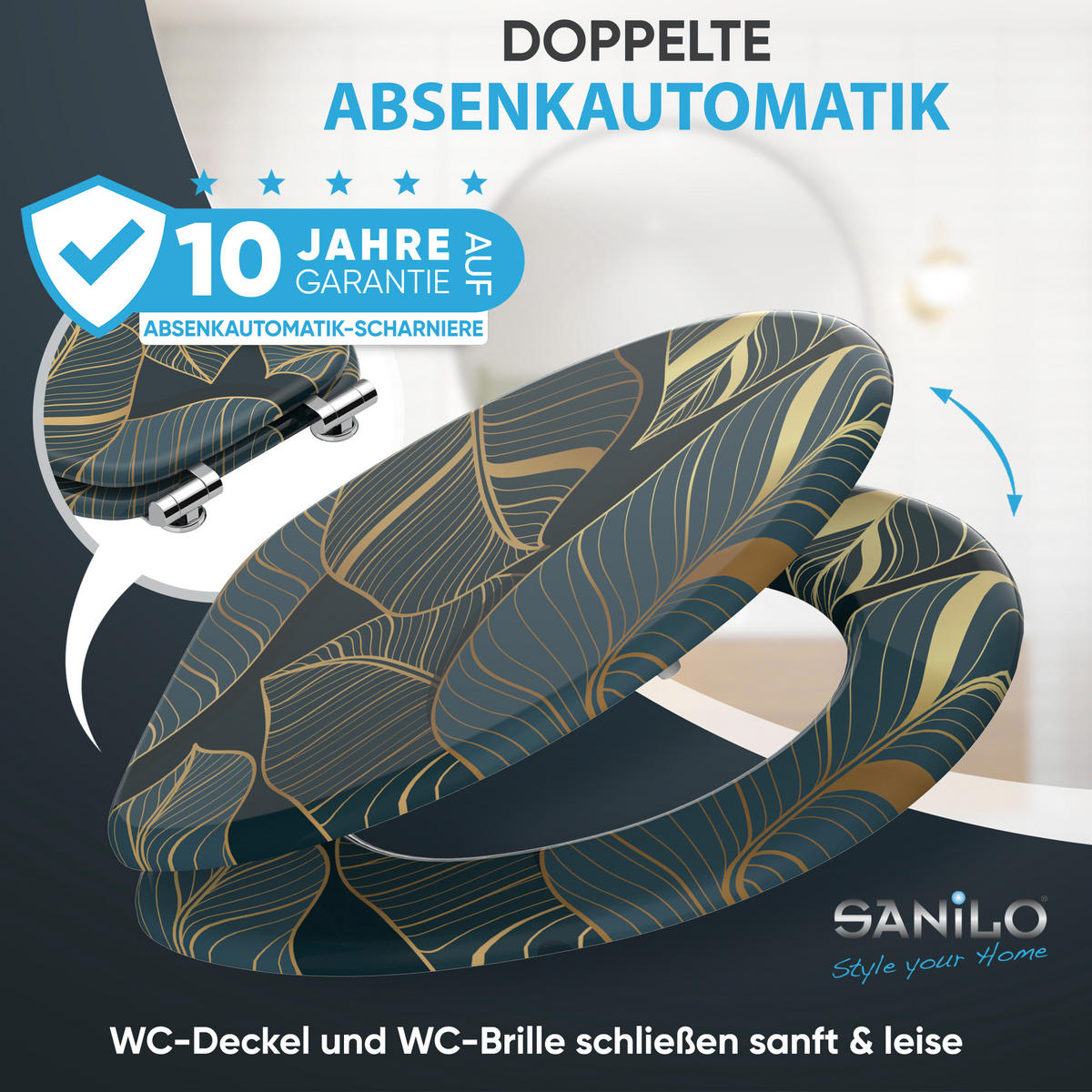 WC Sitz mit Absenkautomatik Monstera - Dunkelgrün, Holzwerkstoff (38/6/47cm) - Sanilo