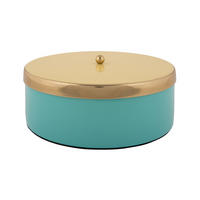 AUFBEWAHRUNGSBOX Double Funky 20/20/7 cm - Blau, Metall (20.5/7cm) - Present Time