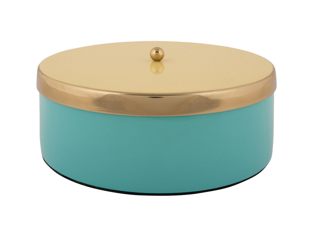 AUFBEWAHRUNGSBOX Double Funky 20/20/7 cm - Blau, Metall (20.5/7cm) - Present Time