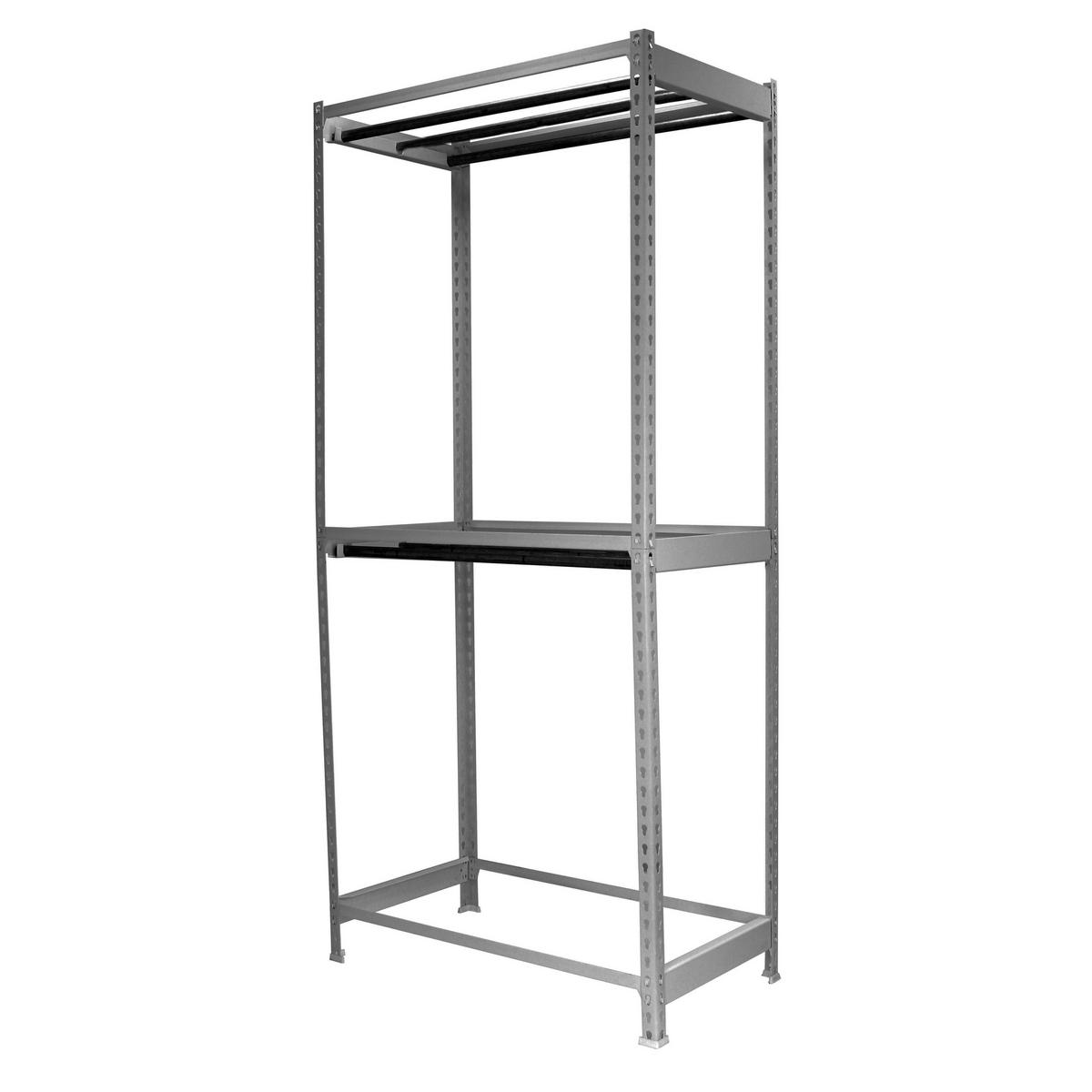 KLEIDERSTANGENREGAL Metal Doppel | HxBxT 300x90x75cm | Grau | Kleiderständer Garderobe Klamottenregal Stangenregal Regal - Grau, Metall (90/300/75cm) - PROREGAL