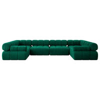 WOHNLANDSCHAFT modulares Sofa Birno-U2 - 380x190x70 cm Dunkelgrün Velours - Dunkelgrün, Holzwerkstoff/Textil (380/70/190cm) - ALTDECOR