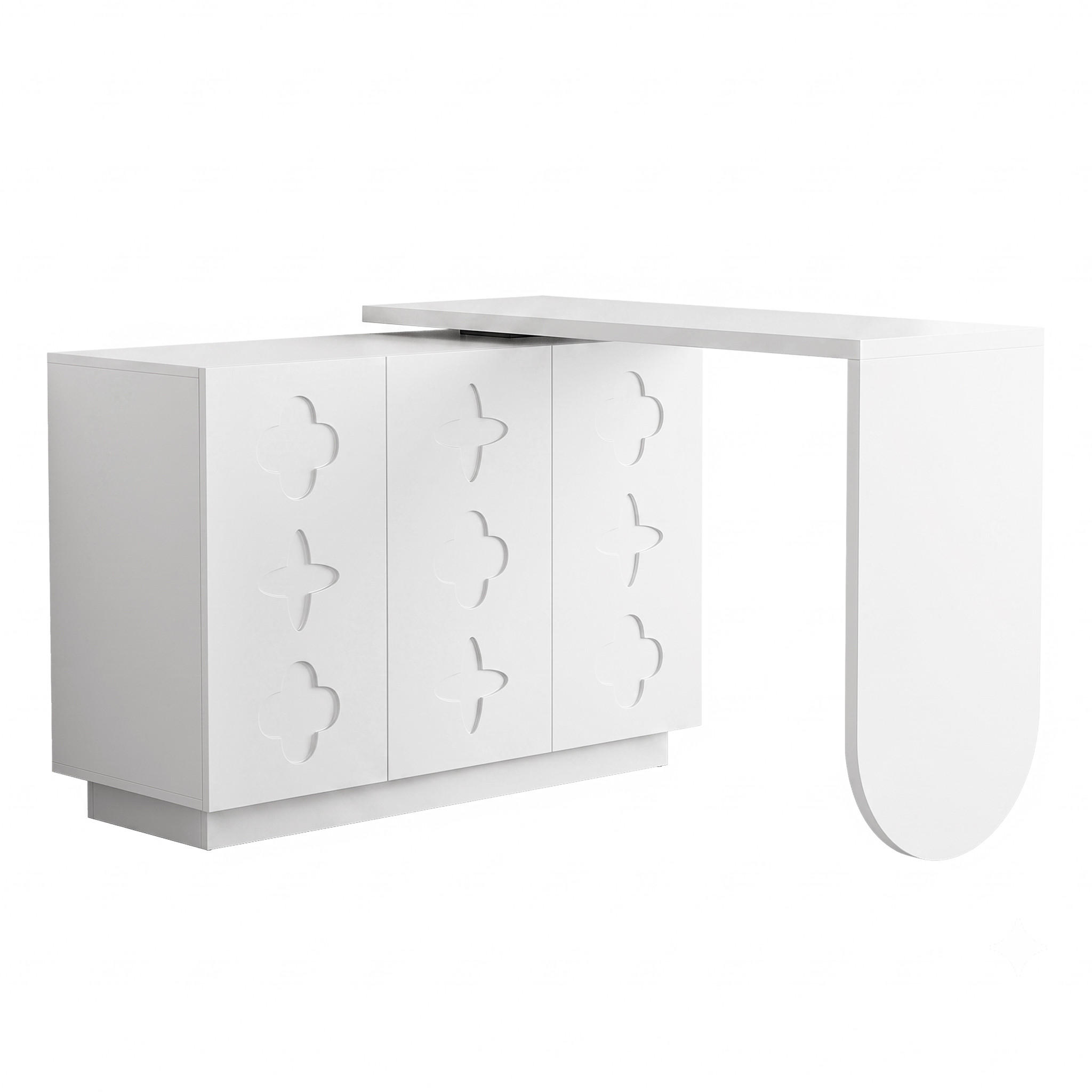 COMPUTERTISCH Eckschreibtisch Drehbar Weiß L-Form mit Schrank 110cm - Weiß, Holzwerkstoff (40/110/75cm) - Urban Meuble