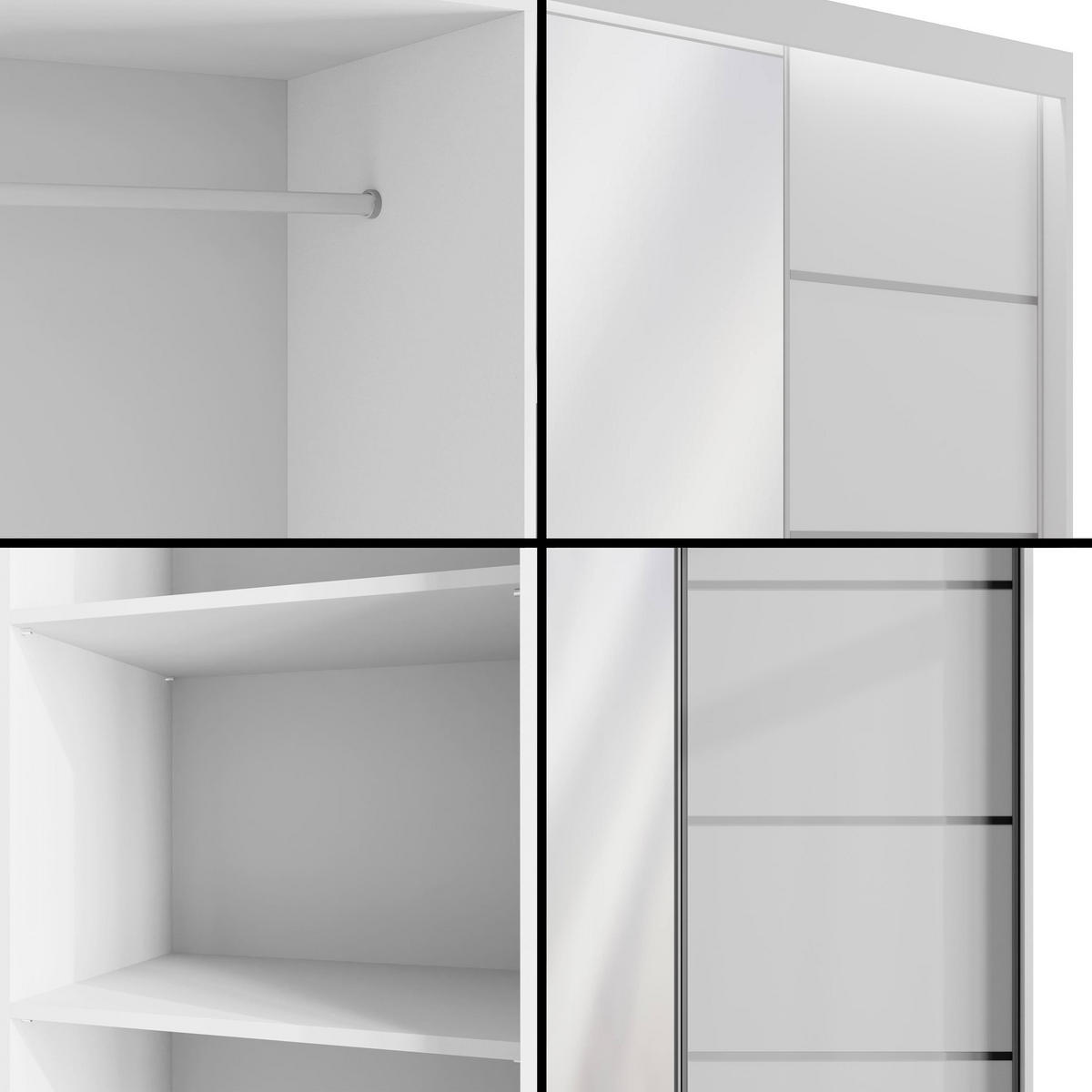 KLEIDERSCHRANK PAOKI mit LED - 120 cm - Weiß - Weiß, Holzwerkstoff (120/215/61cm) - ALTDECOR
