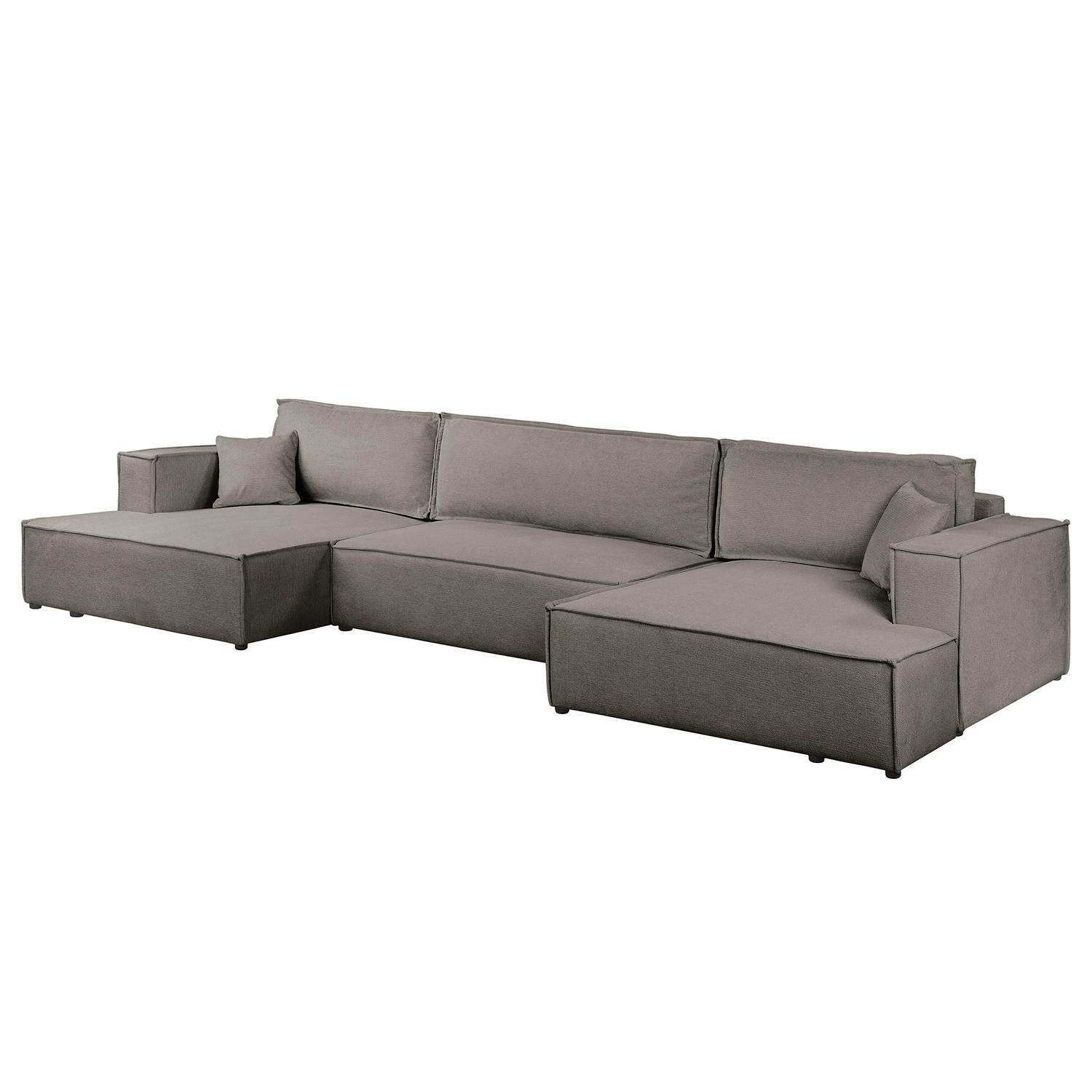 WOHNLANDSCHAFT mit Schlaffunktion - Schwarz/Grau, Kunststoff/Textil (398/70/148cm) - home24