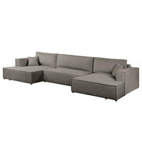 WOHNLANDSCHAFT mit Schlaffunktion - Schwarz/Grau, Kunststoff/Textil (398/70/148cm) - home24