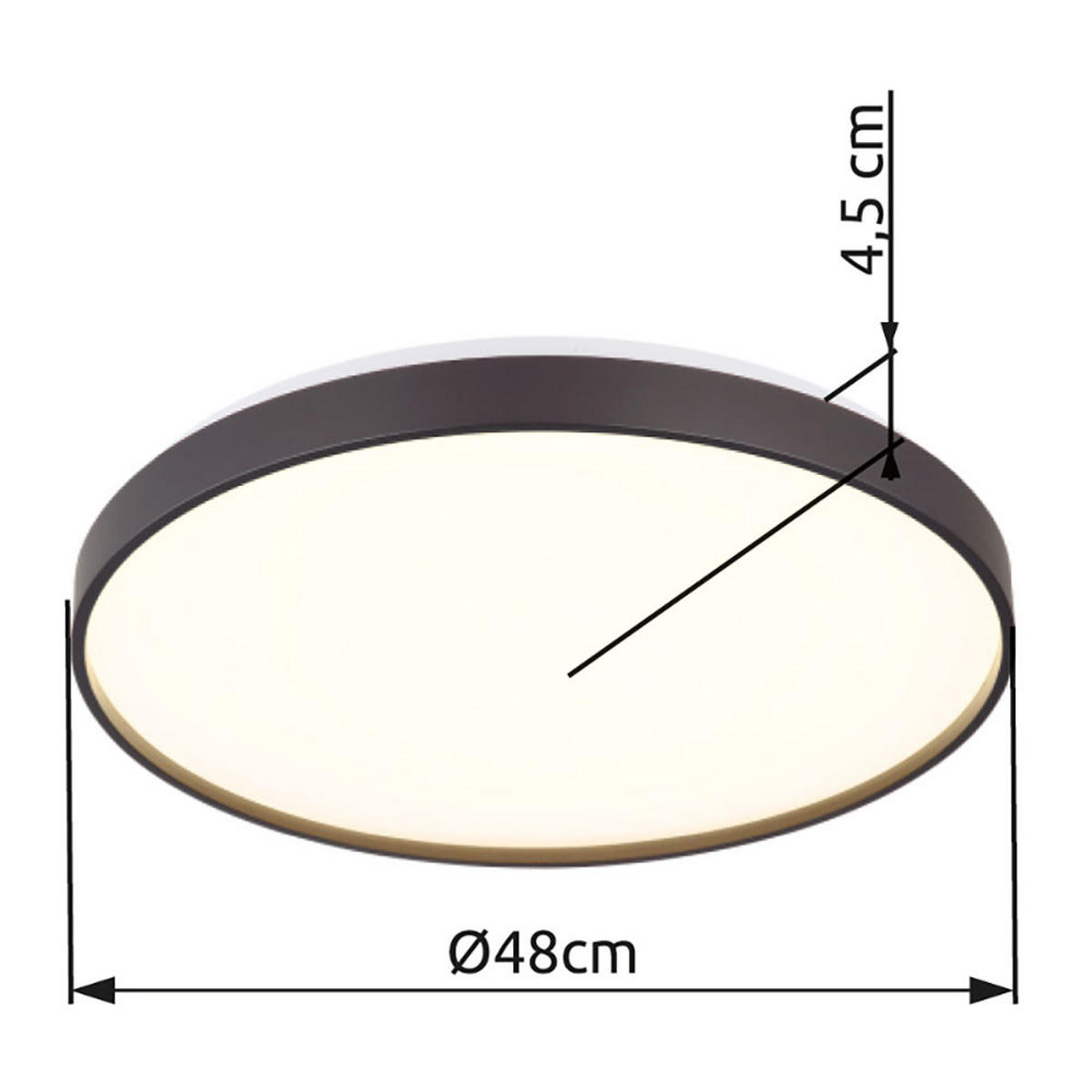 LED DECKENLEUCHTE ECLYPSE Anthrazit Opal - Anthrazit, Metall (48/48/5.5cm) - Globo Lighting