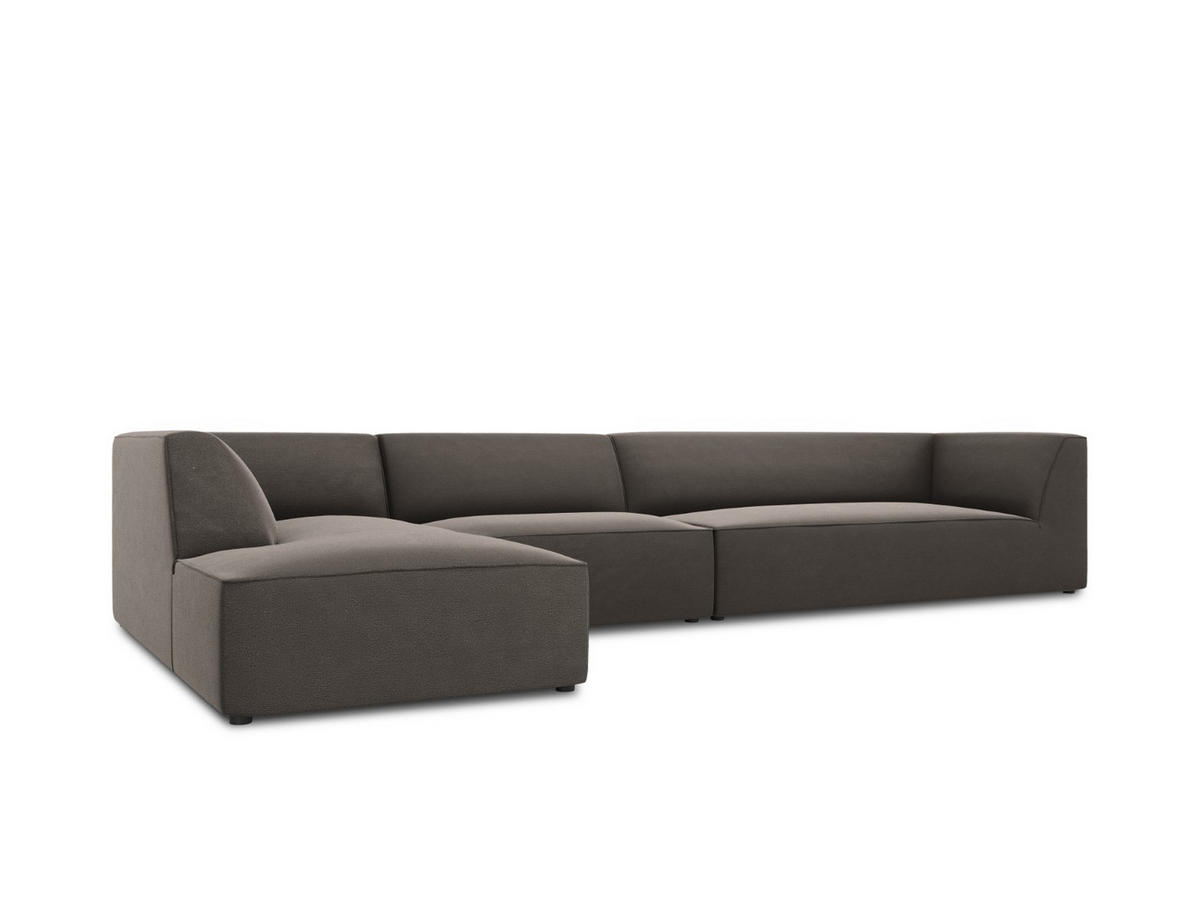 ECKSOFA links Ruby aus Samt dunkelgrau 5 Sitzplätze - Dunkelgrau, Textil (180/366cm) - Micadoni