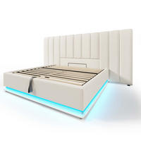 POLSTERBETT aus PU 180x200 cm Weiß mit Bettkasten, LED-Beleuchtung, USB-C und Matratze - Weiß, Leder (180/200cm) - IVMEU