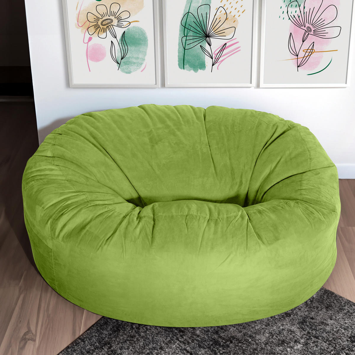 RIESEN-SITZSACK XXL JUMBO Velours 6ft - Grün, Textil (180/120/180cm) - Green Bean