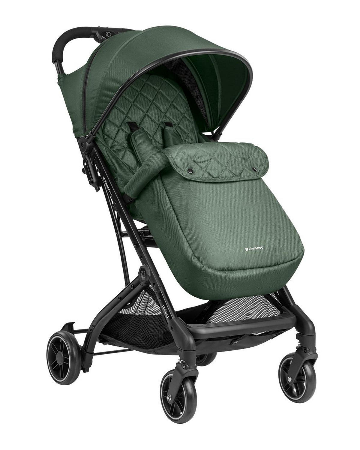 KINDERWAGEN Miley mit Fußsack dunkelgrün Fußstütze verstellbar, klappbar, Korb - Grün, Metall (64/52/100cm) - Kikka boo