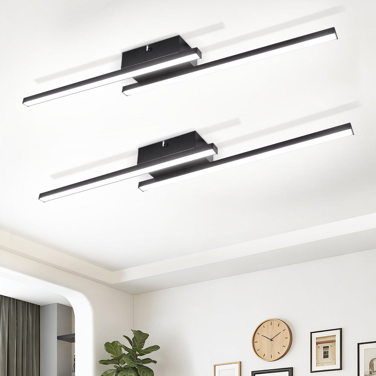 LED DECKENLEUCHTE Orythos 61.5/7/4.8 cm - Schwarz, Kunststoff/Metall (61.5/7/4.8cm) - ZMH