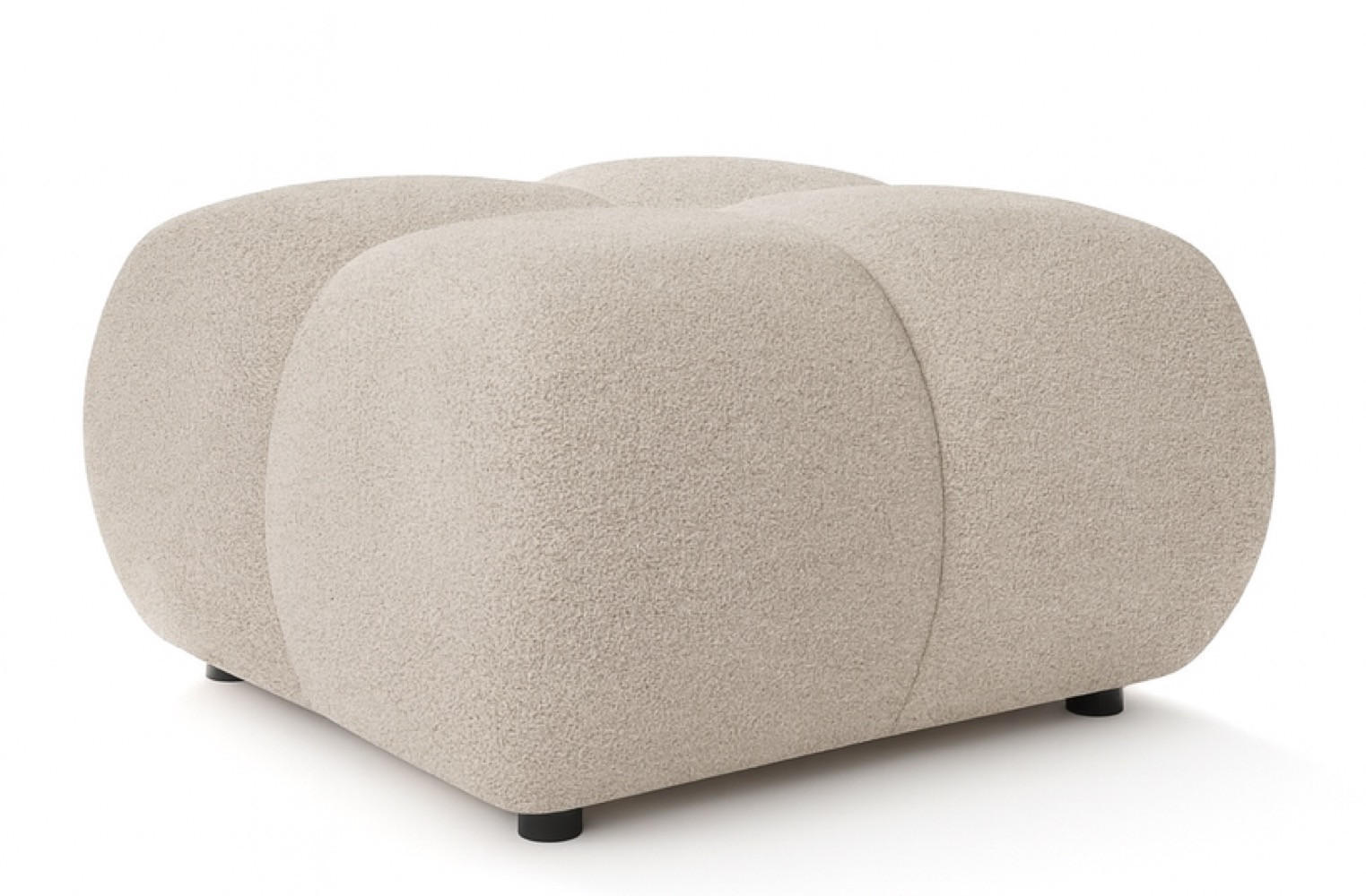 POUF Beige Mila Mit Steppungen Auf Schwarzen Niedrigen Beinen - Beige, Textil (72/43.5/72cm) - Sepro Meble