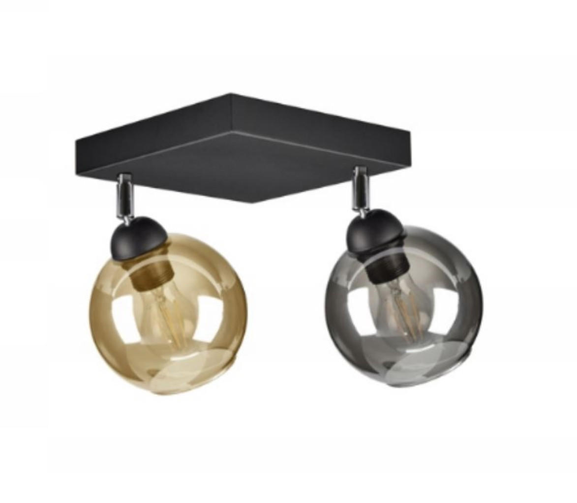 DECKENLEUCHTE HAGEN - Schwarz/Honig, Glas/Metall (21/21/21cm) - kiki design