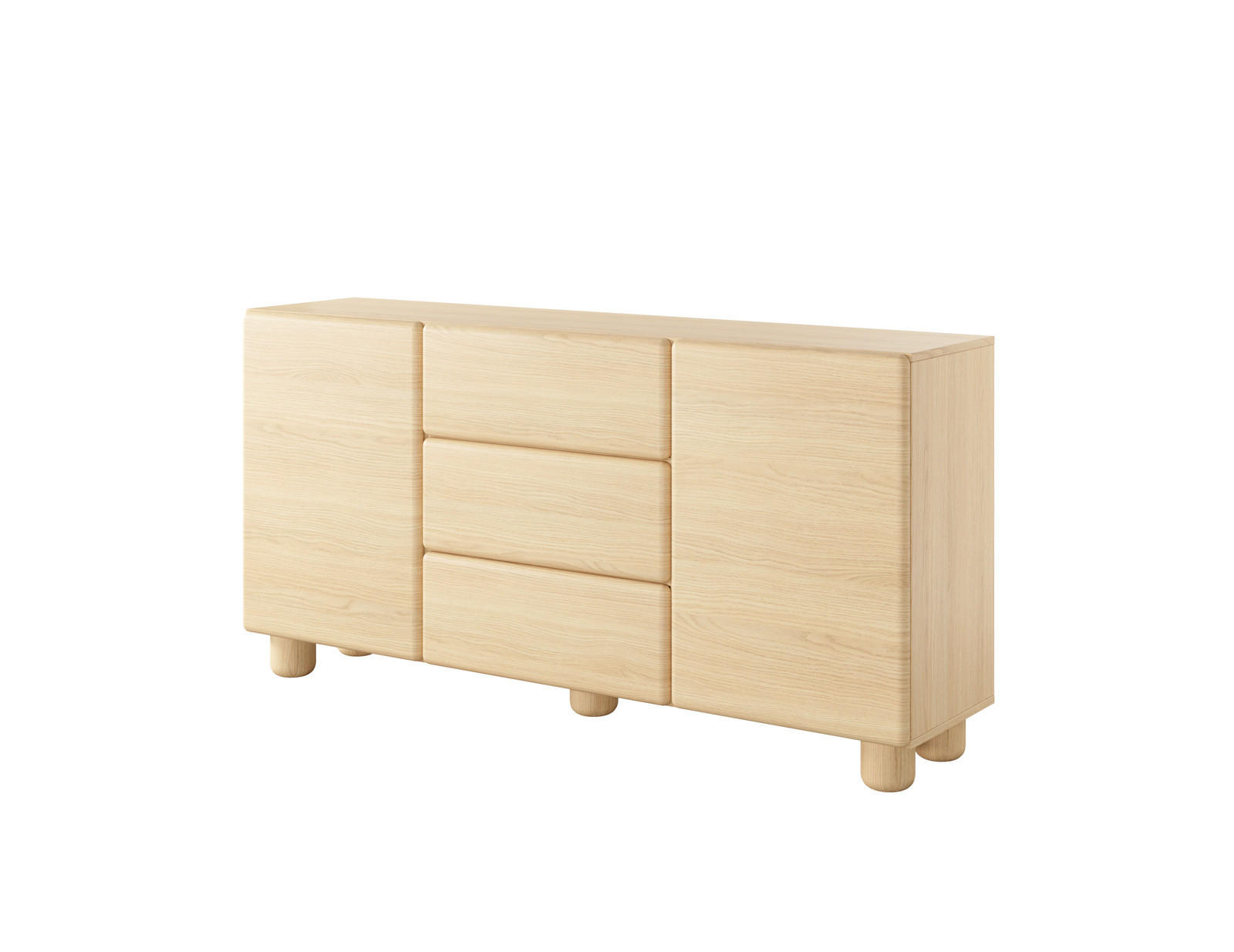 SIDEBOARD CERVI C 160 cm Eiche Vicenza - mit 2 Türen, 3 Schubladen und abgerundeten Fronten - Eichefarben, Holz/Holzwerkstoff (160/80/38cm) - Ravio
