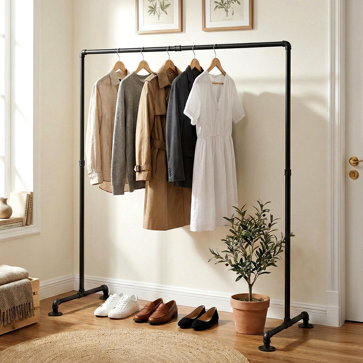 KLEIDERSTÄNDER 150 cm-schwarz-Metall - Schwarz, Metall (150/150/55cm) - CLP