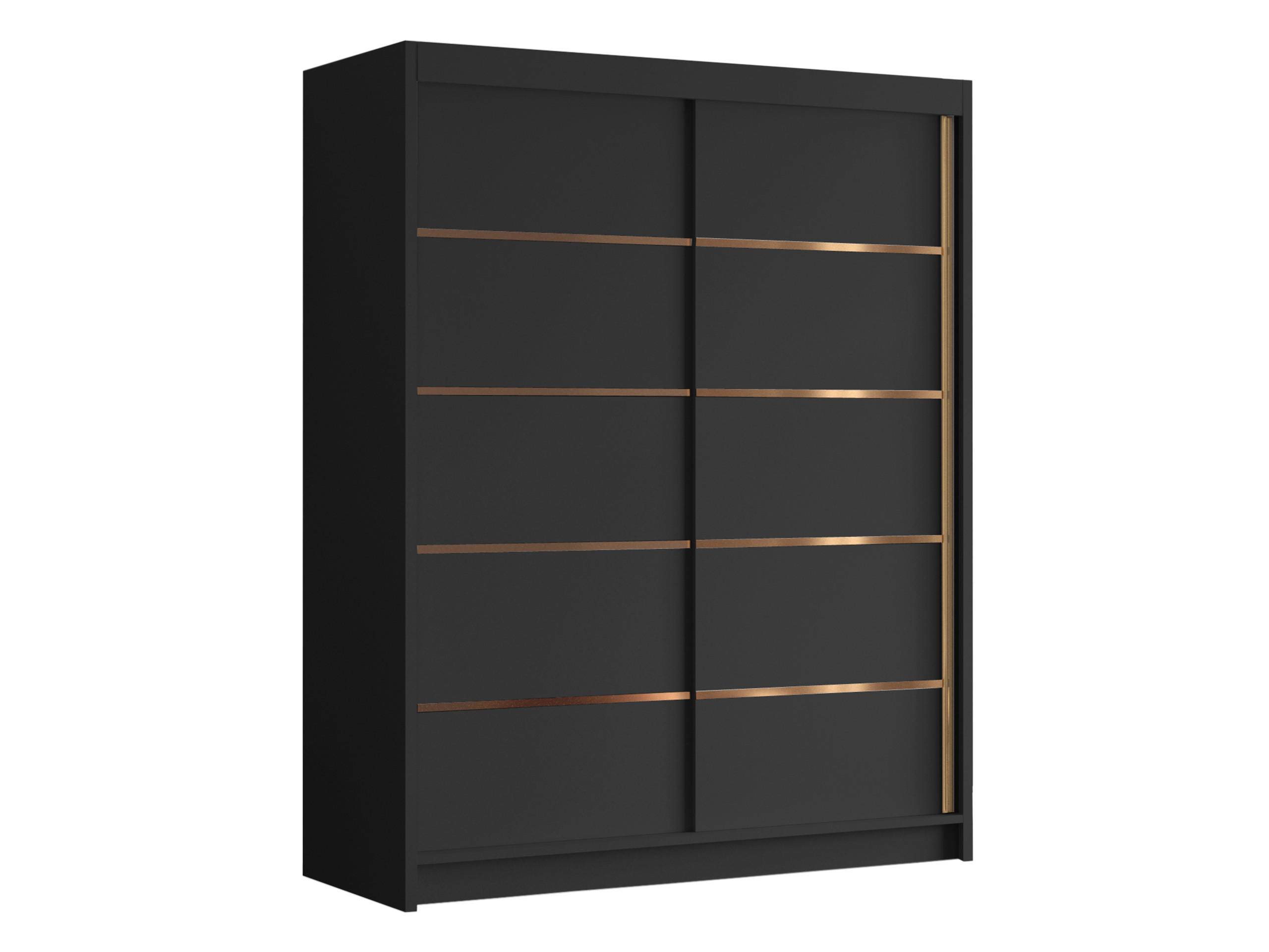 SCHIEBETÜRENSCHRANK Flavio IV - Goldfarben/Schwarz, Holzwerkstoff/Metall (150/200/58cm) - MIRJAN24