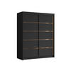 SCHIEBETÜRENSCHRANK Flavio IV - Goldfarben/Schwarz, Holzwerkstoff/Metall (150/200/58cm) - MIRJAN24