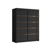 SCHIEBETÜRENSCHRANK Flavio IV - Goldfarben/Schwarz, Holzwerkstoff/Metall (150/200/58cm) - MIRJAN24