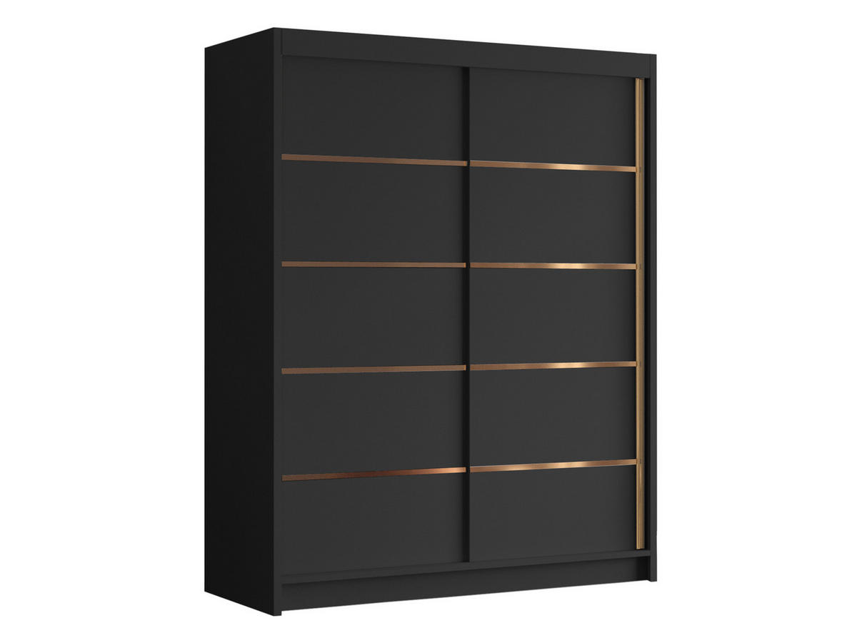SCHIEBETÜRENSCHRANK Flavio IV - Goldfarben/Schwarz, Holzwerkstoff/Metall (150/200/58cm) - MIRJAN24