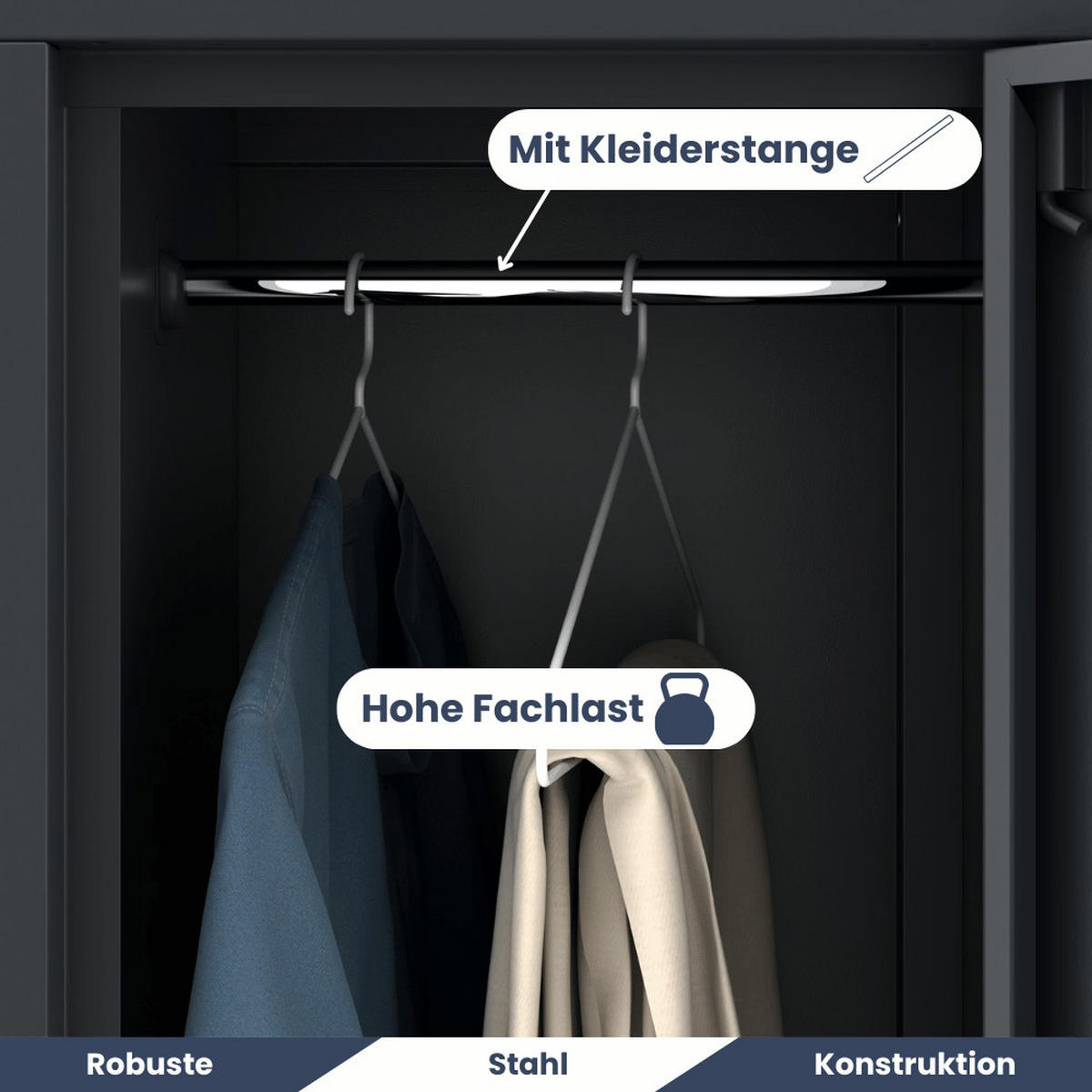 UMKLEIDESCHRANK Spind TOKIO 6 Abteile 185x90x45cm Anthrazit - Anthrazit, Metall (90/185/45cm) - DELUKE