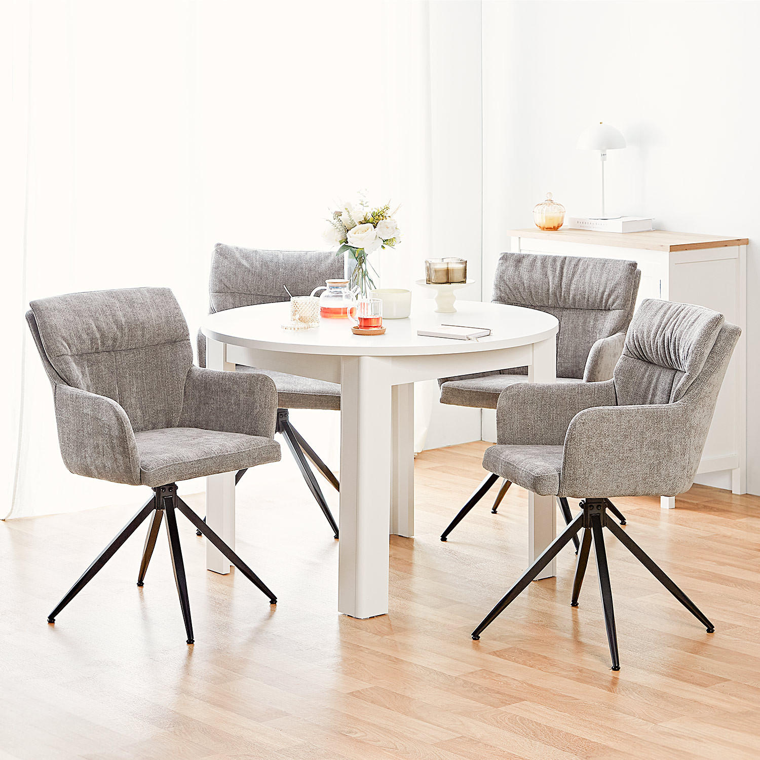 ESSTISCH rund 106/106/76 cm Weiß - Weiß, Holz (106/106/76cm) - Homestyle4u