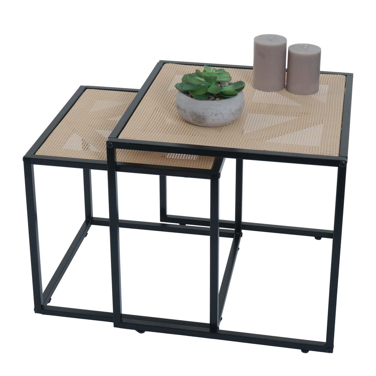 BEISTELLTISCH quadratisch Beige 2er-Set-Set - Beige, Kunststoff (44/44/45cm) - MCW