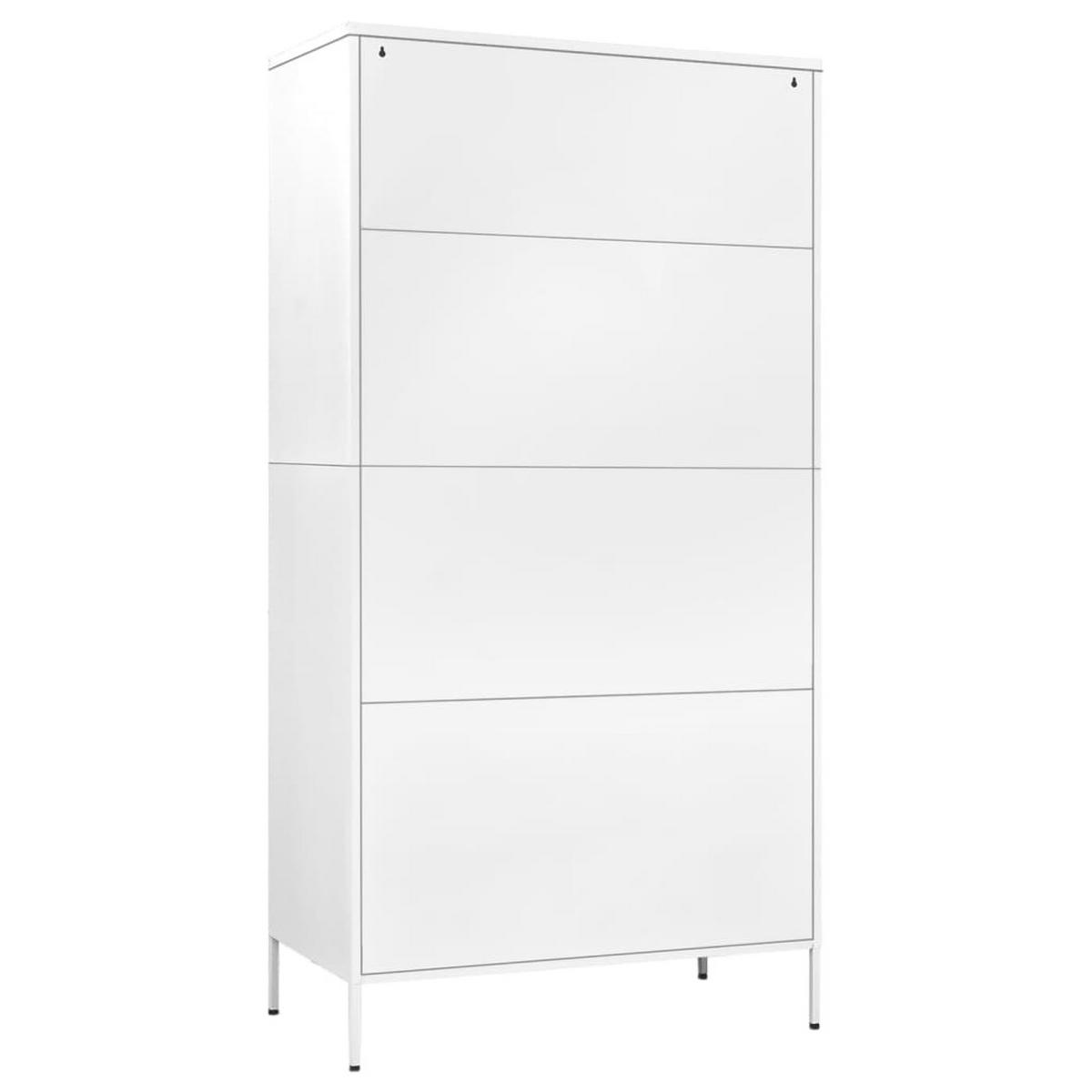 KLEIDERSCHRANK 2-Türig mit 4 verstellbaren Fächern 90/50/180 cm aus Stahl Weiß - Weiß, Metall (90/180/50cm) - vidaXL