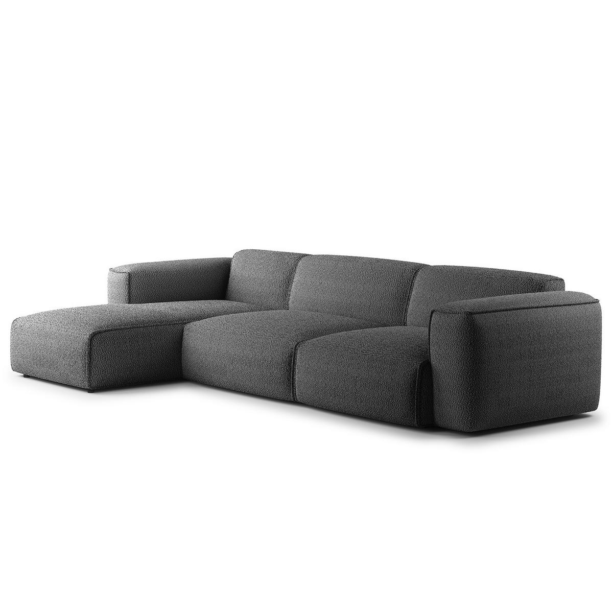 3-SITZER ECKSOFA mit Longchair - Anthrazit/Schwarz, Kunststoff/Textil (317/173cm) - home24