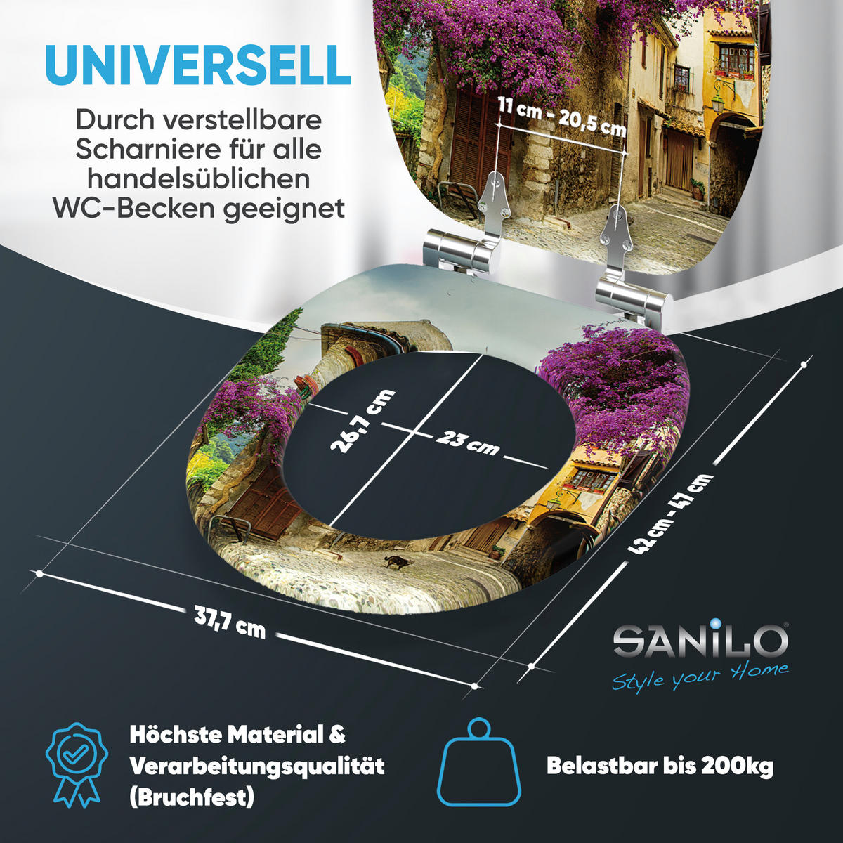 WC-SITZ mit Absenkautomatik Toskana - Violett, Holzwerkstoff (38/6/47cm) - Sanilo
