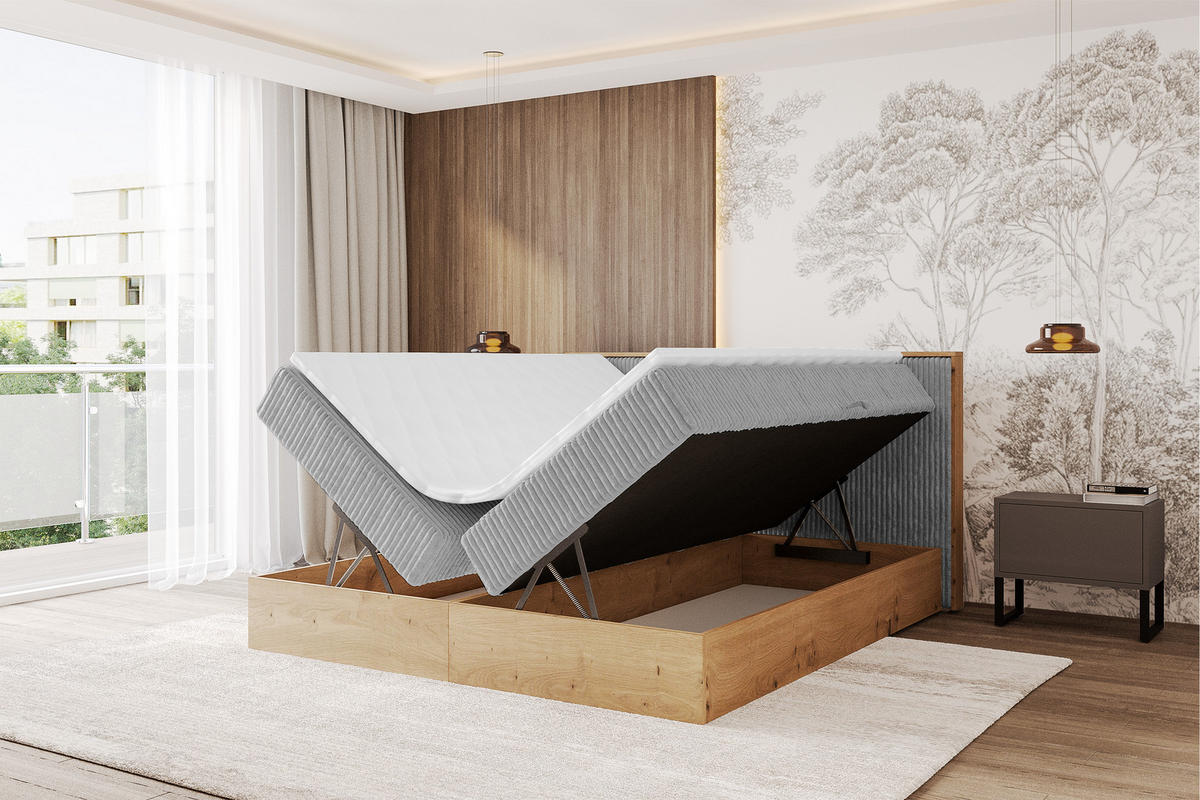 BOXBETT LOLLI9 - 140x200 - H3 Grau - Grau, Holzwerkstoff (140/200cm) - ALTDECOR