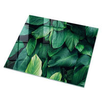 GLASPLATTE 80x60 cm – Grüne Blätter - Beige, Glas (0.4/80/60cm) - ArtPrintCave