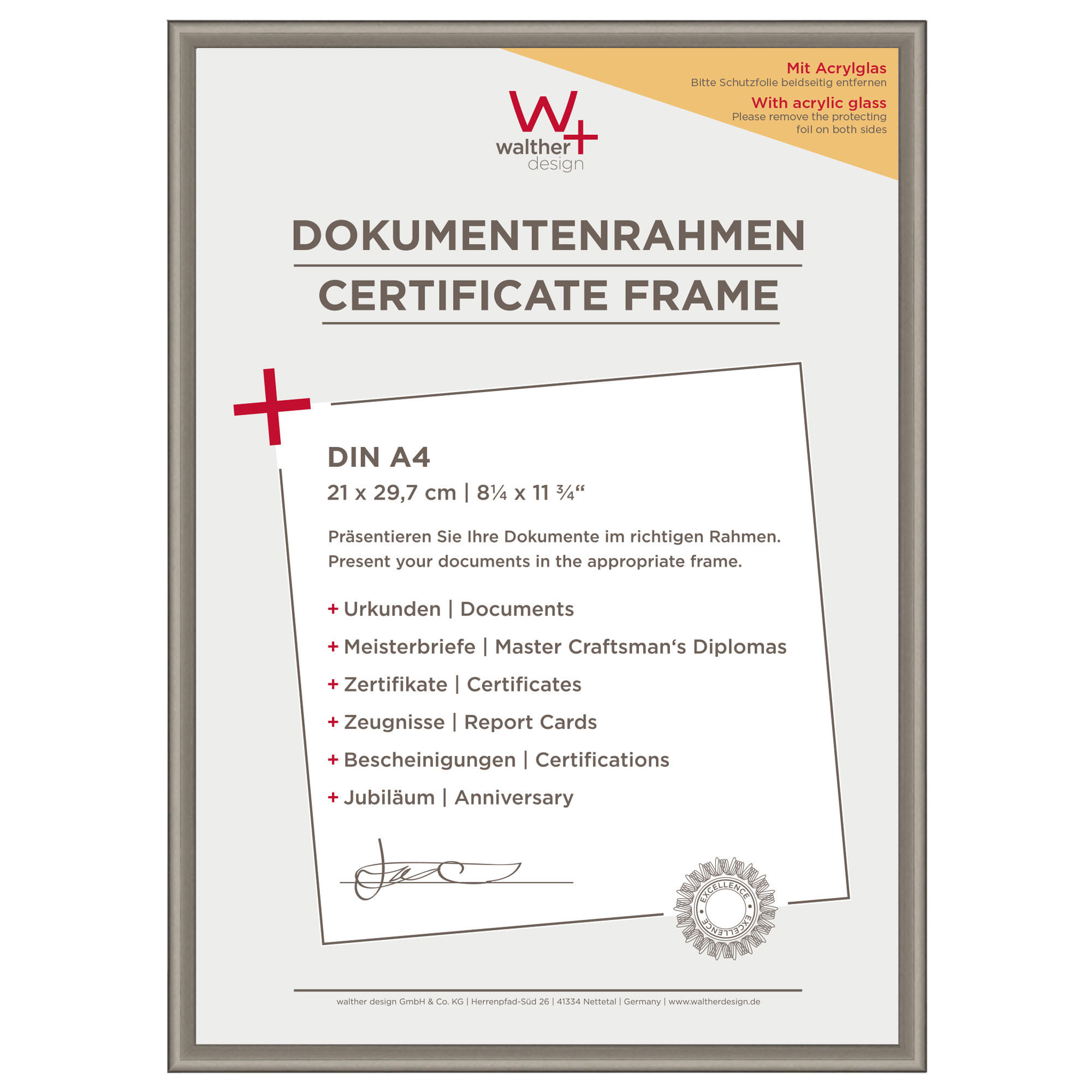 walther design Bilderrahmen Edelstahl 22.2x31x1.4 cm