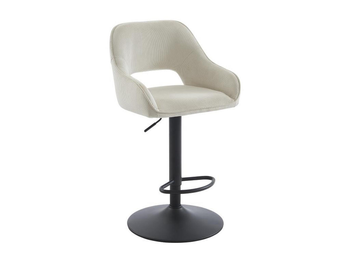 BARHOCKER 2er-Set - Cord & schwarzes Metall - Höhenverstellbar - Cremefarben - ZINEA - Creme, Textil (54/113.5/51cm) - Vente-Unique