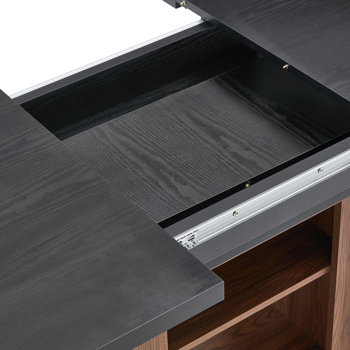 ESSTISCH ausziehbar 130-160 cm mit Ablage DE-40075 Schwarz - Schwarz, Holzwerkstoff (80/160/75.5cm) - ComfortXL
