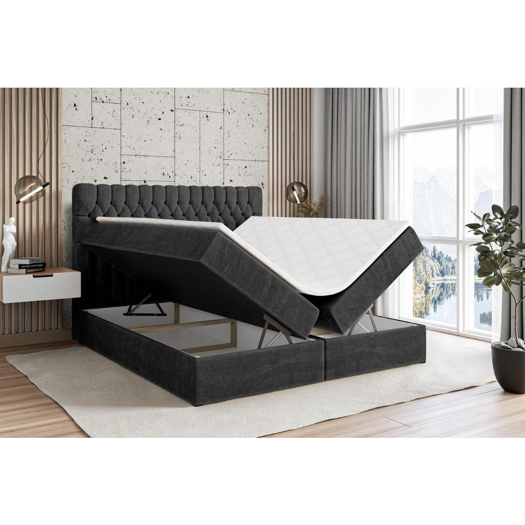 Thumbnail - Altdecor Boxbett, Anthrazit, Holzwerkstoff, Höhe ca. 21 cm, 200x200 cm, Schlafzimmer, Betten, Boxspringbetten