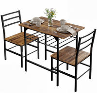 ESSGRUPPE mit Tisch und 2 Stühlen, Küchentisch mit Stühlen für 2 Personen, Metallgestell, braun - Naturfarben, Metall (80/78.8/50cm)
