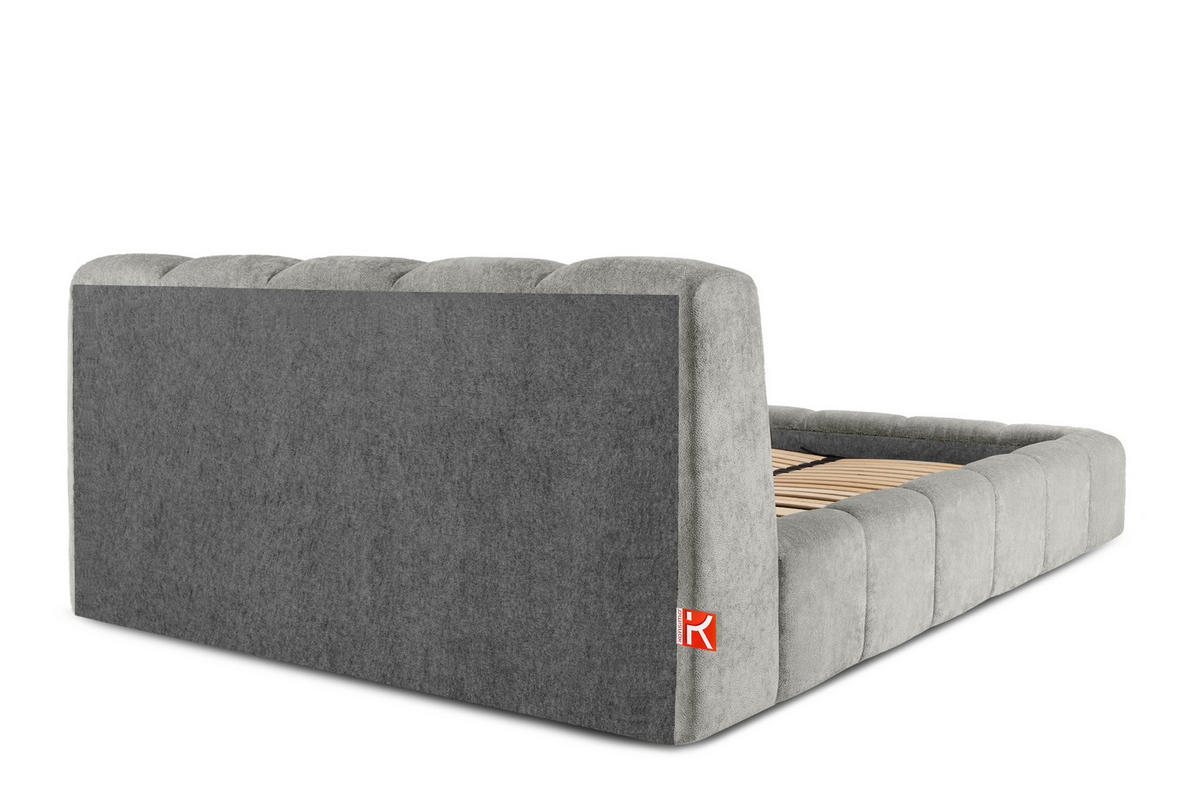 POLSTERBETT OLMIRA - Hellgrau/Schwarz, Holz/Holzwerkstoff (162/203cm) - KONSIMO®