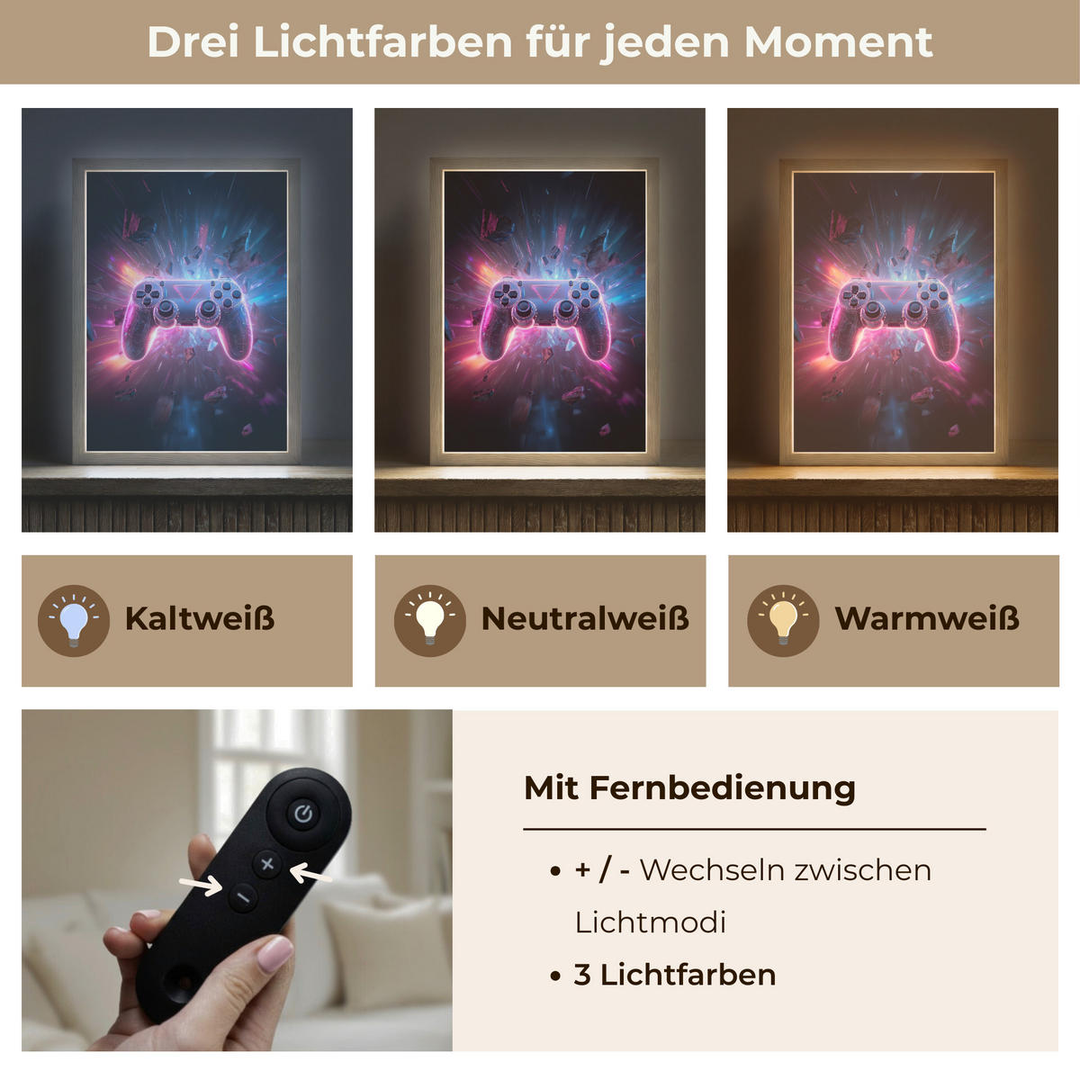 DOBÍJECÍ NOČNÍ LAMPIČKA Controller - Neon - Explosion - Abstraktní 30x40 cm - fialová, kompozitní dřevo (8/30/40cm) - OnlyWow