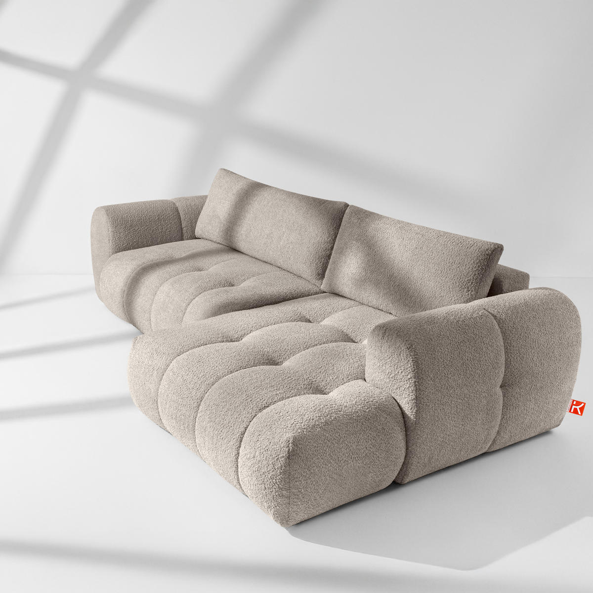 ECKSOFA RECHTS LIRA, Grau, Bouclé - Grau, Holz/Holzwerkstoff (295/112cm) - KONSIMO®