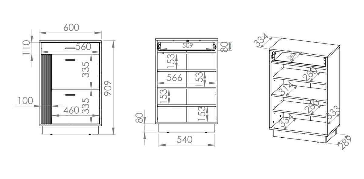 SCHUHSCHRANK VASCO Beige 60x34x91 cm - Beige, Holzwerkstoff (60/91/34cm) - FURNLUX