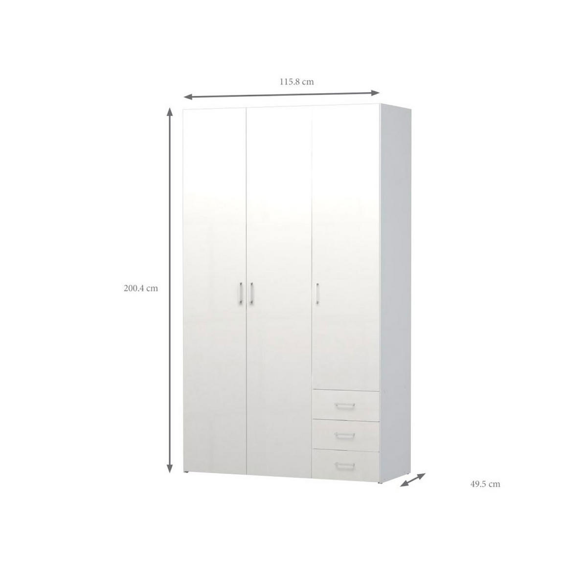 GARDEROBENSCHRANK weiß - Weiß, Holzwerkstoff (115/200/50cm) - ebuy24