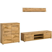 WOHNWAND Milo 3 tlg. (B/H/T: ca. 255/159/40 cm) in Wotan Eiche /Wotan Eiche - Eiche Wotan, Holzwerkstoff (255/159/40cm)
