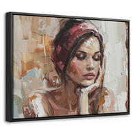 LEINWAND Bilder mit Rahmen - Frau - Lackierung - Porträt - Modern - 40x30 - Altrosa, Textil (40/30cm) - MuchoWow