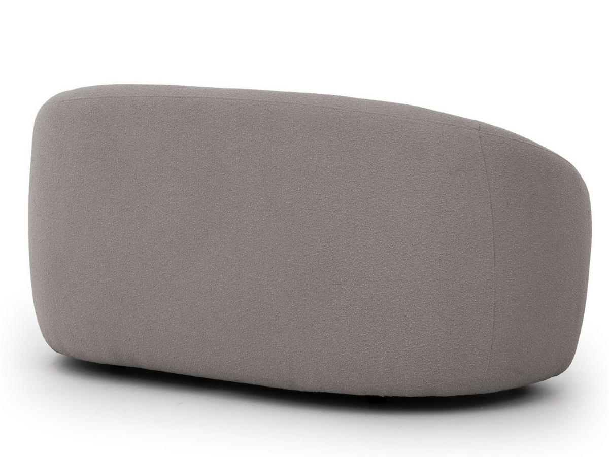 2-SITZER-SOFA Roundi Grau Bouclé - Schwarz/Grau, Holz/Kunststoff (150/76/80cm) - S-Style Möbel