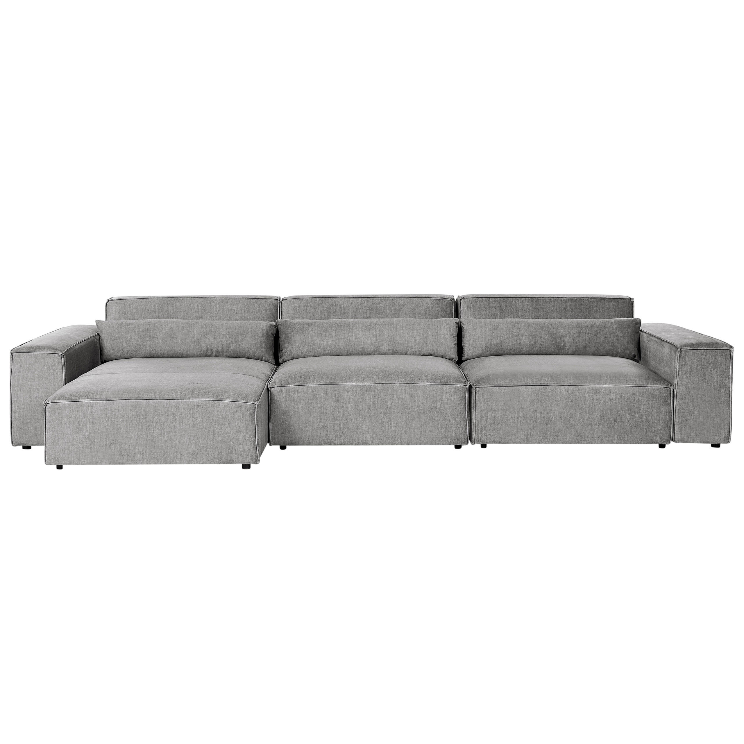 ECKSOFA Modul 4-Sitzer rechtsseitig Grau Stoff Hellnar - Dunkelgrau, Textil (364/176cm) - Beliani