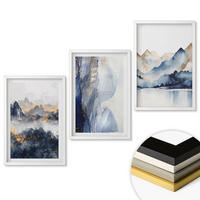 WANDBILDER 3er-Set - 40x60 cm Weißer Rahmen - Blaue und graue Berglandschaften - Weiß, Kunststoff (40/60cm) - ArtPrintCave