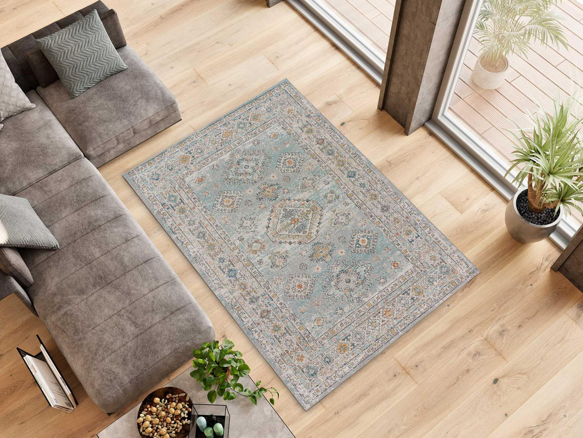 VINTAGE-TEPPICH Blau Parma 80/150 cm - Blau, Naturmaterialien/Textil (80/150cm) - Atticgo