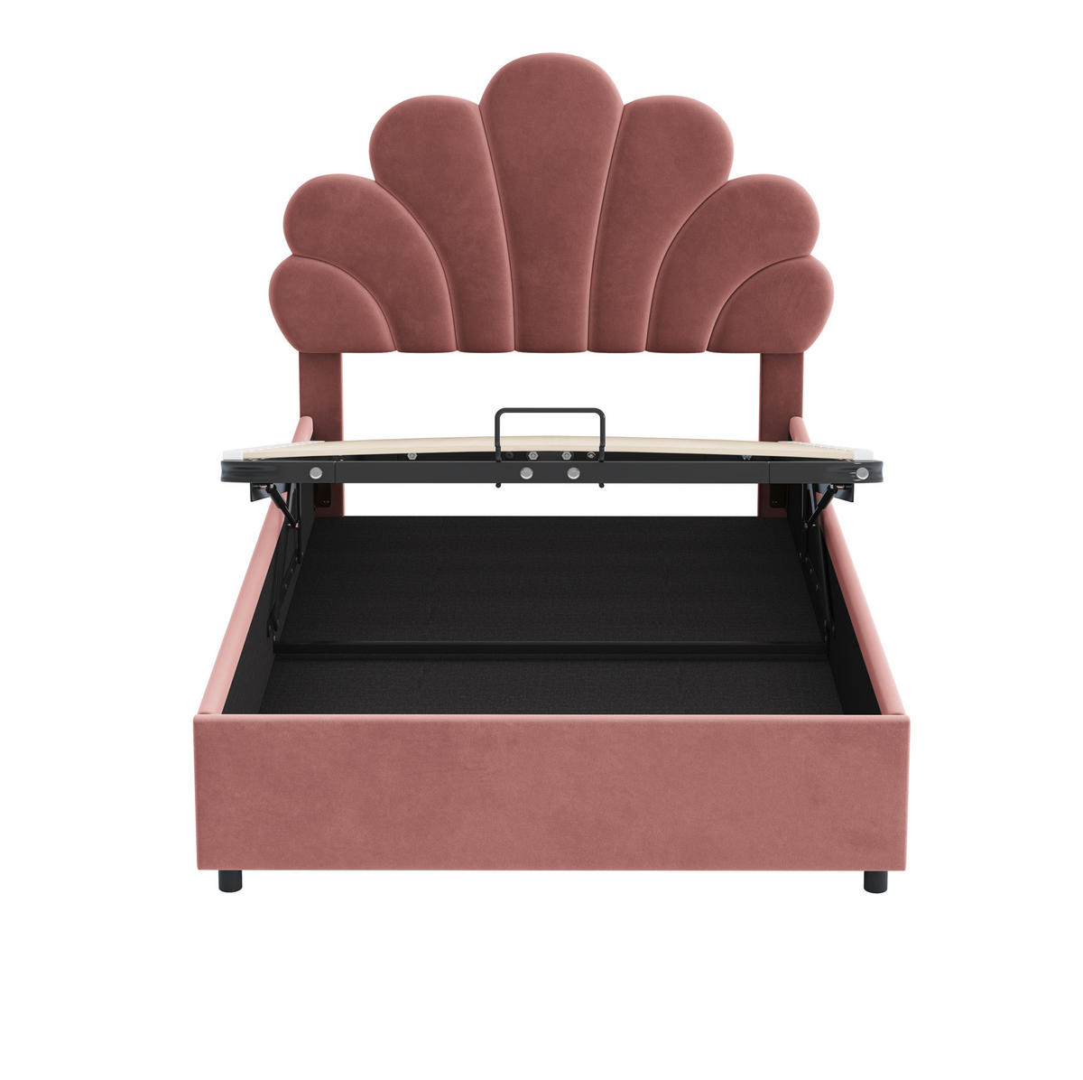 POLSTERBETT 90/200 cm Rosa aus Samt mit Stauraum - Pink, Textil (90/200cm) - OKMYHOME